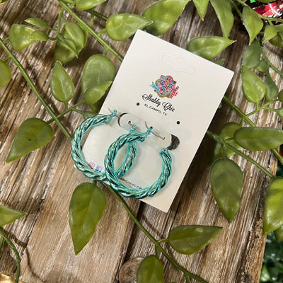 Twisted Hoop Earrings - Light Blue Shabby Chic Boutique and Tanning Salon