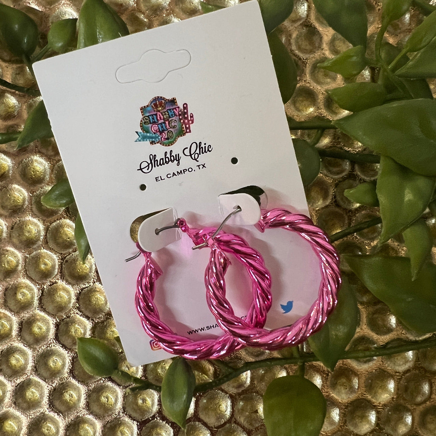 Twisted Hoop Earrings - Pink Shabby Chic Boutique and Tanning Salon