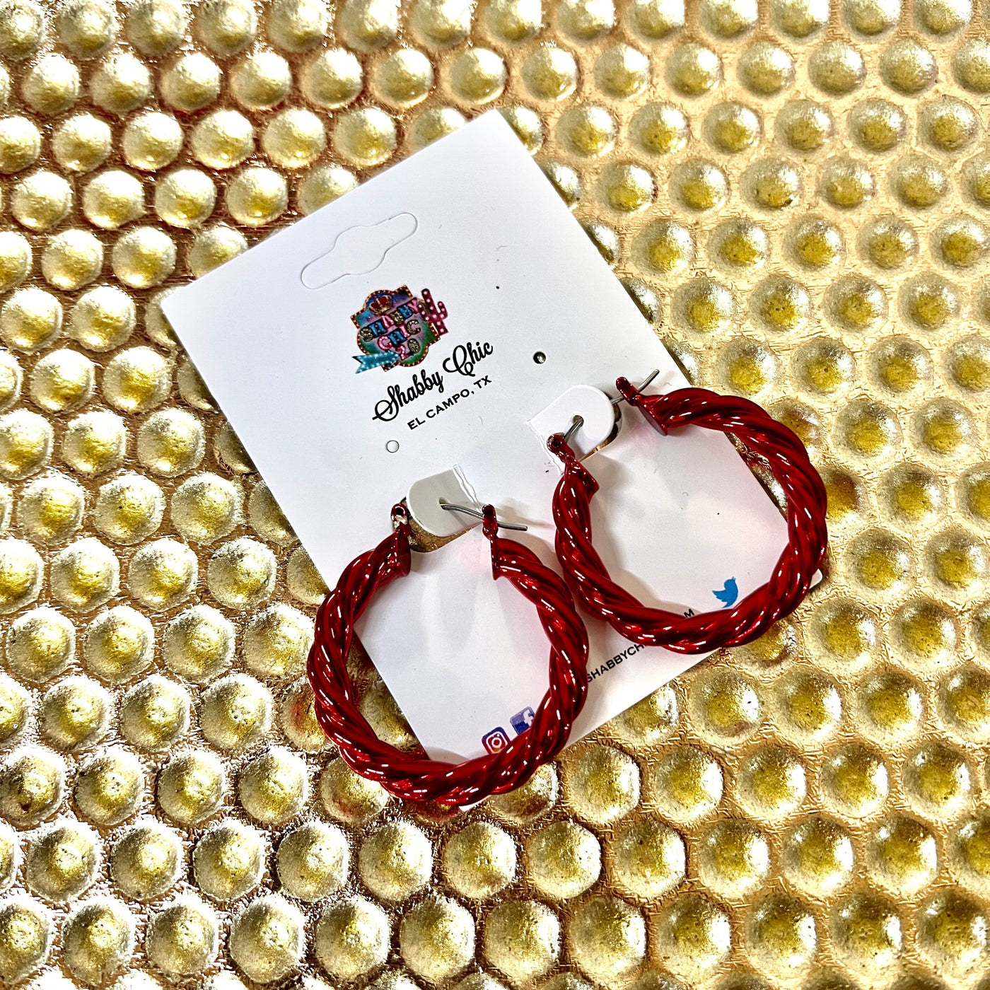 Twisted Hoop Earrings - Red Shabby Chic Boutique and Tanning Salon