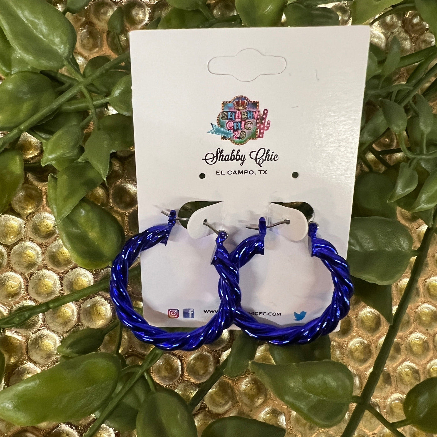 Twisted Hoop Earrings - Royal Blue Shabby Chic Boutique and Tanning Salon