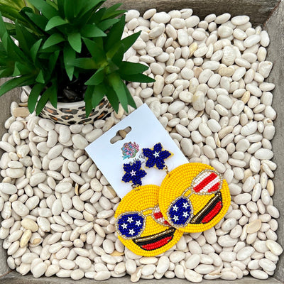 USA Emoji Beaded Earrings Shabby Chic Boutique and Tanning Salon