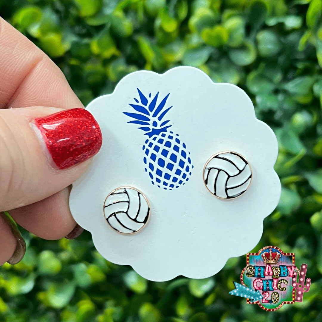 Volleyball Stud Earrings Shabby Chic Boutique and Tanning Salon