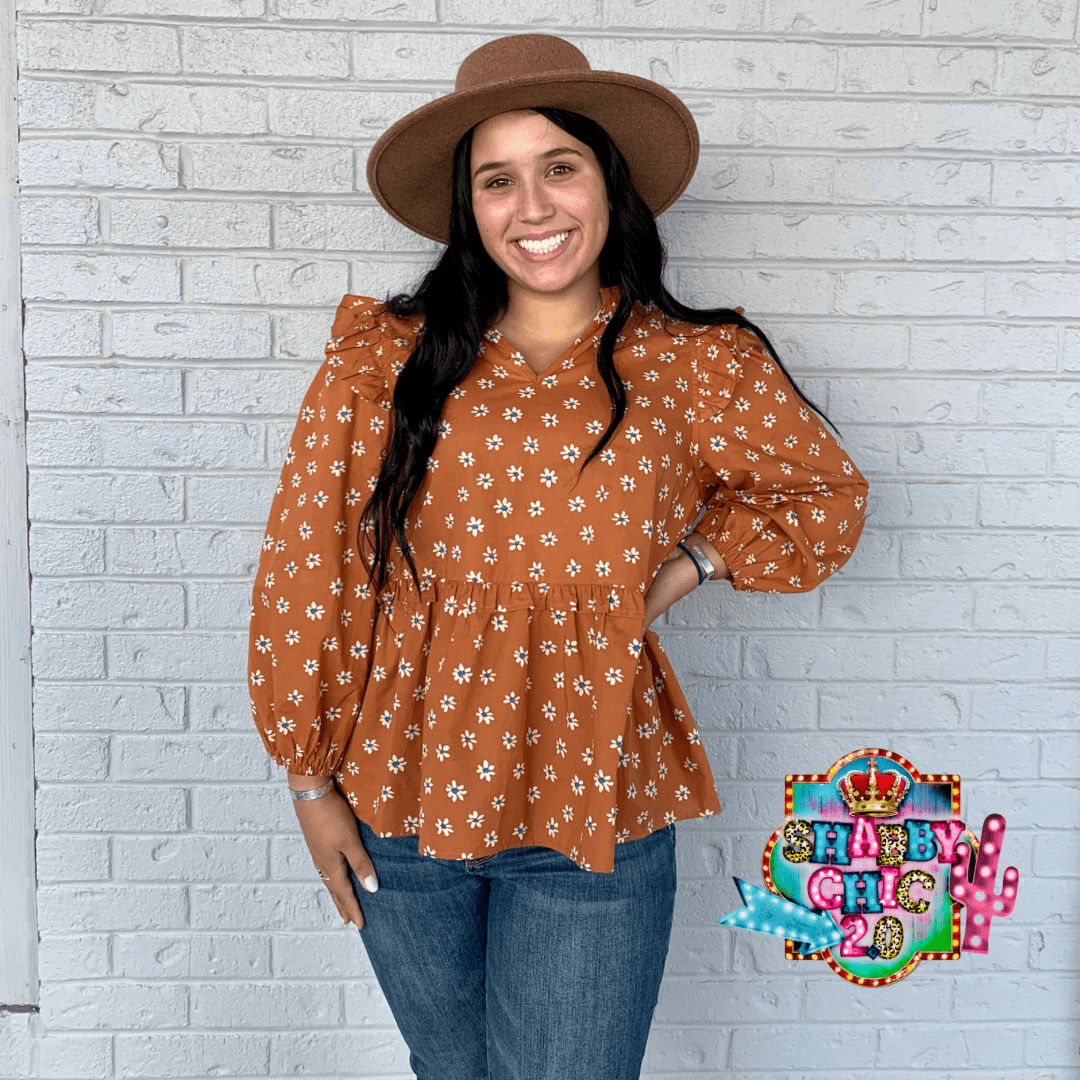Patterned Fall Top Walking into Fall Top – Shabby Chic Boutique and Tanning Salon