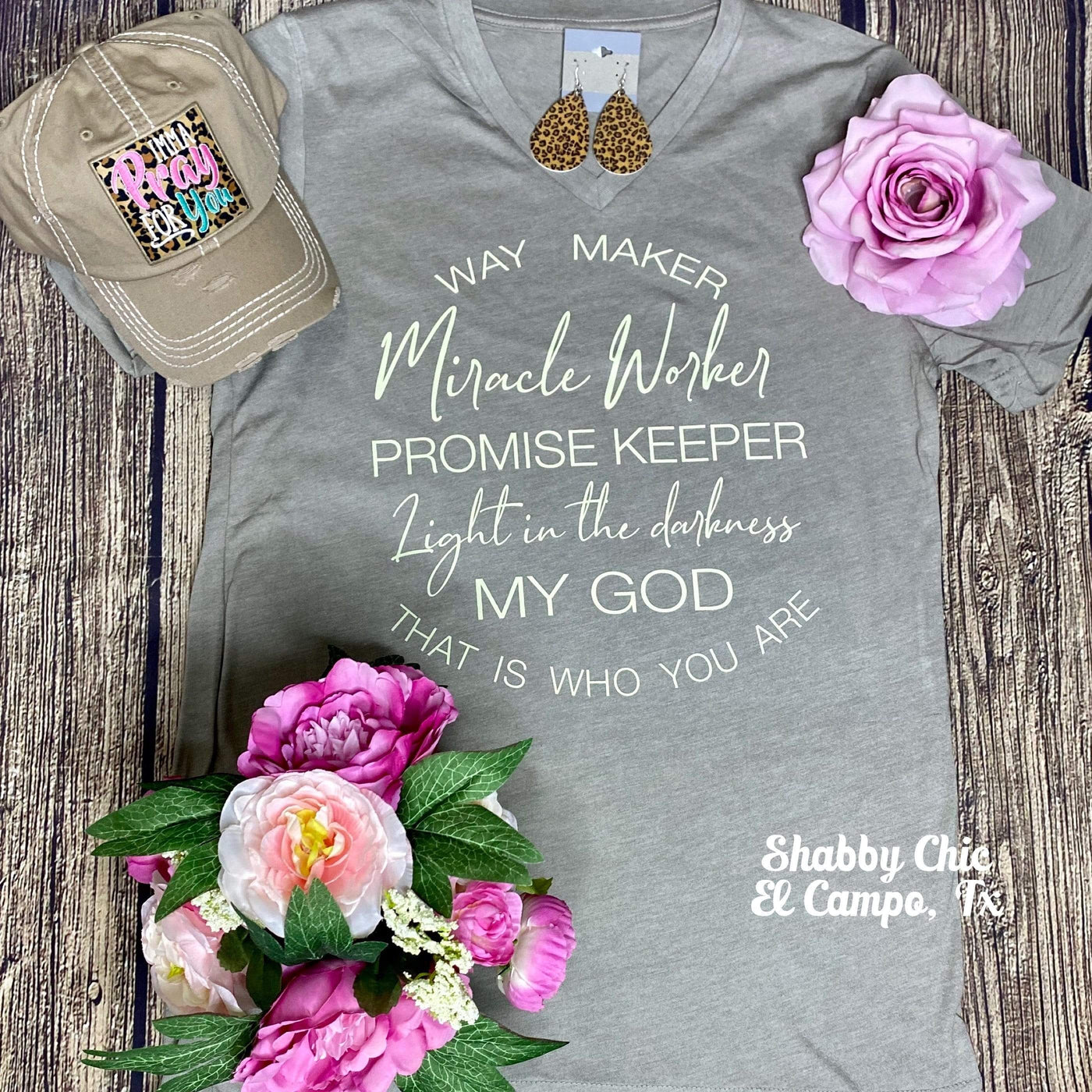 Way Maker Miracle Worker Tee - Light Letters Shabby Chic Boutique and Tanning Salon