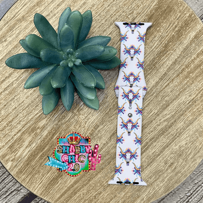Western Cowskull Print Watchbands Shabby Chic Boutique and Tanning Salon