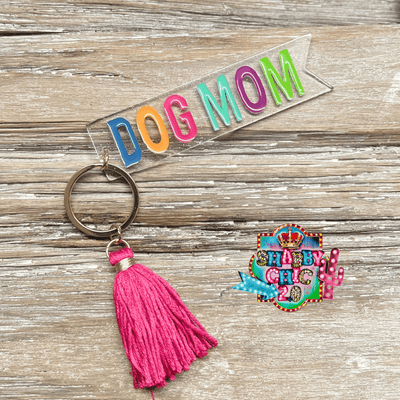 Word Key Rings Shabby Chic Boutique and Tanning Salon Dog Mom