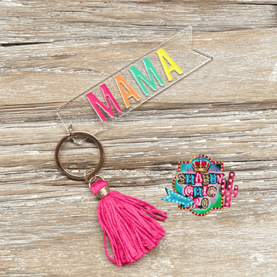 Word Key Rings Shabby Chic Boutique and Tanning Salon Mama