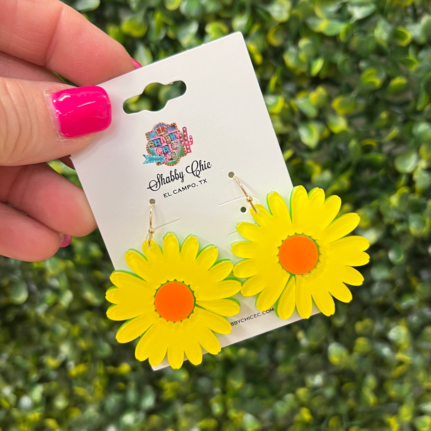 Yellow Daisy Earrings Shabby Chic Boutique and Tanning Salon